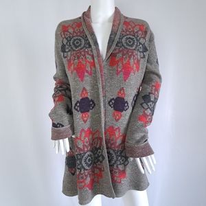J. Jill Aztec Southwestern Print Open Front Cardigan